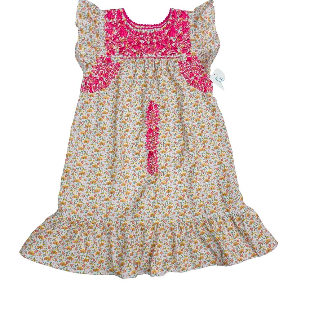 NWT Six Honeybees Size 14 Viva Flutter Sleeve Dress with Embroidery